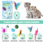 Interactive Cat Toys Ball with Colorful Light & Bird Sound - USB Charging Automatic Irregular 360 Degree Self Rotating Ball - 5 Replacement Feathers Robotic Cat Toy for Indoor Cats Kitten