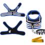Wiz BBQT Dog Cat Puppy Pet Harness Vest and Leash Set for Walking Blue and White Navy Striped Sailor Anchor Style