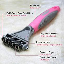 Pet Dematting Comb - 2 Sided Undercoat Rake for Cats & Dogs - Safe Grooming Tool for Easy Mats & Tangles Removing - Medium and Long Haired Cats Dogs Brush for Shedding