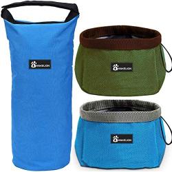 Awakelion Collapsible Dog Bowl, Portable Travel Dog Bowl Kit for Food and Water -Perfect for Medium & Large Dog
