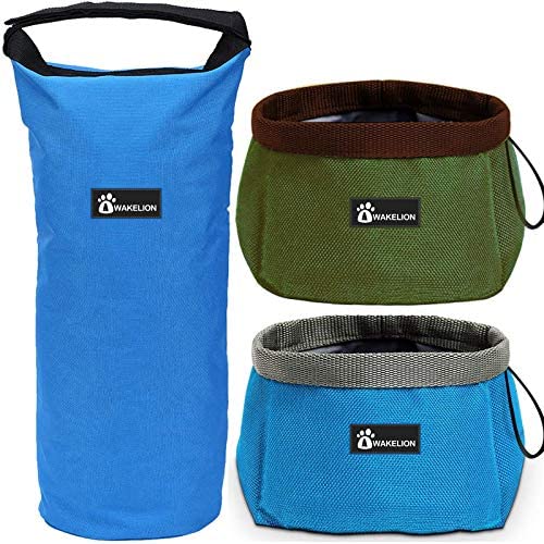 Awakelion Collapsible Dog Bowl, Portable Travel Dog Bowl Kit for Food and Water -Perfect for Medium & Large Dog