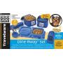 Dog Travel Food Set For Small Dogs (Blue) - 7pk Including Collapsible Bowls, Carriers, Scooper, Place Mat, Bag