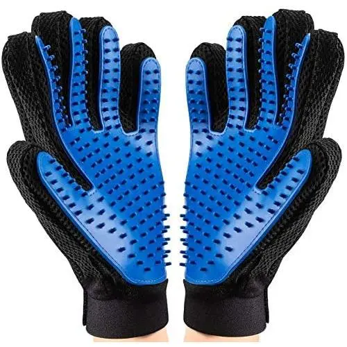 FMU Pet Grooming Glove - Dog Grooming Brush Glove - Cat Glove Brush - Pet Hair Remover Dog Grooming - Perfect for Dog & Cat with Long & Short Fur - Enhanced Five Finger Design - (One Pair)