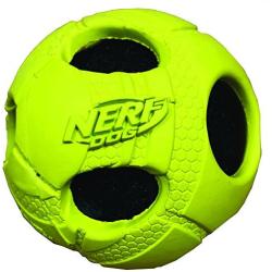 Nerf Dog 3.5in Squeak Bash Rubber Wrapped Tennis Ball: Green, Dog Toy