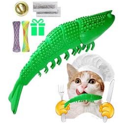HESHPAWS Cat Teeth Cleaning Toys,Cat Toothbrush Toy,Interactive Cat Catnip Toys for Chewing,Fish Lobster Shape Toothbrush Chewing Pet Toy,Natural Rubber Teeth Cleaning Toys for Cats