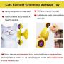 Malier Windmill Cat Toy, Interactive Rotating Turntable Teasing Toys with Flash Lights Catnip Balls and Strong Suction Cup, Multifunction Catnip Toys, Self Groomer Massage Toy for Kitten Cat
