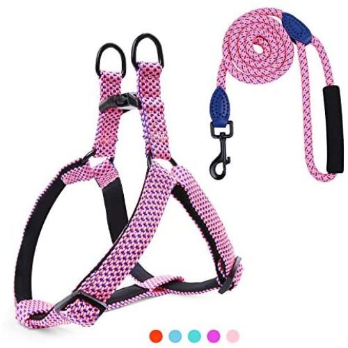 Hikiko Dog Harness and Leash Set,No Pull Adjustable Soft Pet Harness Vest Set with 4FT Training Dog Leash Easy to Control Suitable for Small Medium Large Dogs