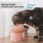 Raised Cat Food and Water Bowl Set,15 Ounces Pink Elevated Cat Feeder Bowl & White Tilted Elevated Cat Bowl,Ceramic Pet Bowls with Stand,Protect Pets Spine,Backflow Prevention,2 Pack