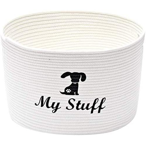 Morezi Cotton Rope Round Dog Toy Basket with Handle, Large Dog bin, pet Bed, pet Toy Box- Perfect for organizing pet Toys, Blankets, Dog chew Toy, leashes