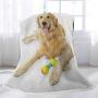 Interestlee Golden Retriever Wool Blanket 60'' x 80'', Pet Dog Laying Down with Toy Friendly Domestic Puppy Playful Companion Custom Blanket - Multicolor