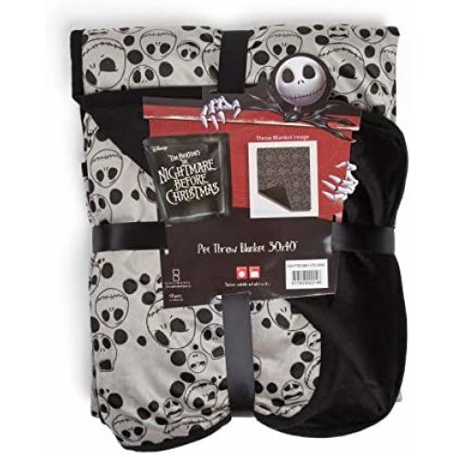 Disney Nightmare Before Christmas Jack Skellington Expressions Luxury Multi-Functional Pet Throw Blanket/Portable, Dog Mat/Cat Mat, 30”x40”, Collector’s Edition, Grey (DIS-PTB-NBC-JTO-3040)