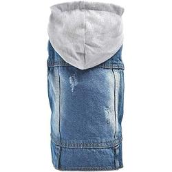 Pet Clothes Dog Jeans Jacket Cool Blue Denim Coat Small Medium Dogs Cats Lapel Vests Classic Puppy Blue Vintage Washed Clothes Hoodie Vest