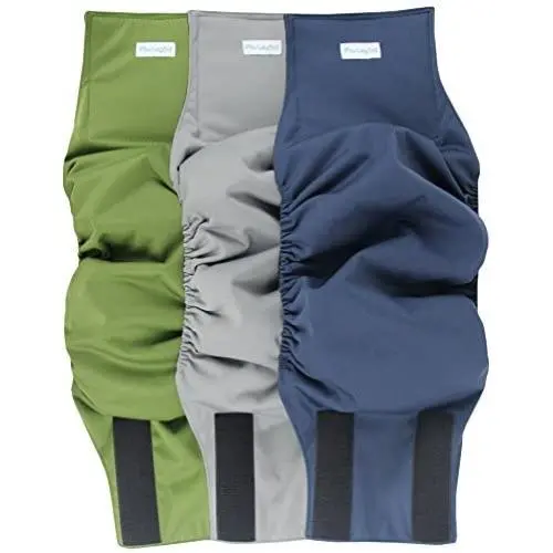 Paw Legend Washable Dog Belly Wrap Diapers for Male Dog (3 Pack,Army,Grey,Navy,X-Large)