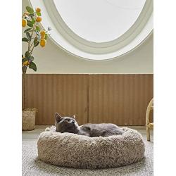 Uozzi Bedding Plush Faux Fur Round Pet Dog Bed Cat Bed, Comfortable Fuzzy Donut Cuddler Cushion Soft Shaggy and Warm for Winter 22'' / 55cm