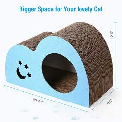 isYoung Cat Scratcher Cardboard, Corrugated Cat Scratching Pad Lounge Cat Scratcher House Bed for Large Cat and Kitten