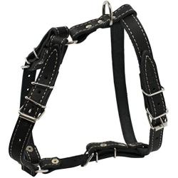 Real Leather Dog Walking Harness Medium Black, 21'' - 26'' Chest