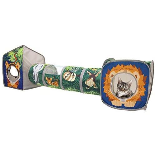 Kitty City Jungle Cat Cube Combo, Collapsible Cat Cube, Cat Bed, Tunnel, Cat Toys