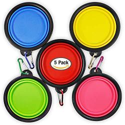 SENHAI Collapsible Travel Bowls for Dogs Cats Pets, 5 Pack Raised Bowls for Feeding Watering on Journeys Hiking Camping, Lightweight & Portable