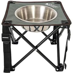 Leashboss Camping Feeder Single Outdoor Elevated Dog Bowl, 10.5” Travel Raised Dog Feeder for Medium and Large Dogs, Includes 2 Quart Stainless Steel Bowl