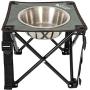 Leashboss Camping Feeder Single Outdoor Elevated Dog Bowl, 10.5” Travel Raised Dog Feeder for Medium and Large Dogs, Includes 2 Quart Stainless Steel Bowl