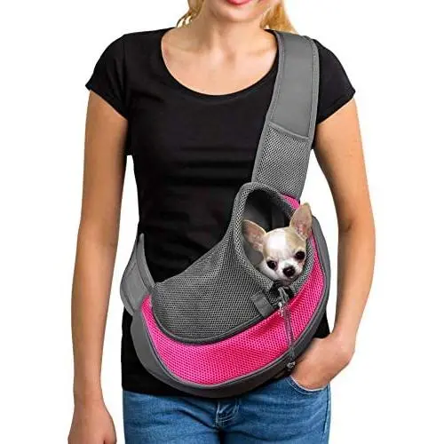 YUDODO Pet Dog Sling Carrier Breathable Mesh Travel Safe Sling Bag Carrier for Dogs Cats YUDODO Pet Dog Sling Carrier Breathable Mesh Travel Safe Sling Bag Carrier for Dogs Cats