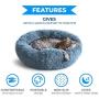Whiskers & Friends Cat Dog Bed Calming Soft Plush Faux Fur Shag Donut Comfort Cuddler Improve Sleep - Up to 25 Pounds - Gentle Delicate Wash, Air Delicate Dry (Navy-Gray)
