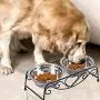 Stainless Steel Raised Pet Bowl wtih Double Dog Cat Food and Water Feeder Dish Retro Iron Elevated Stand Stainless Steel Raised Pet Bowl wtih Double Dog Cat Food and Water Feeder Dish Retro Iron Elevated Stand