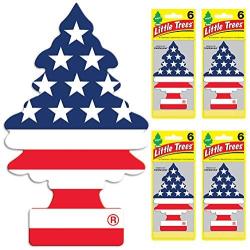 LITTLE TREES Car Air Freshener I Hanging Tree Provides Long Lasting Scent for Auto or Home I America, 24 Count, (4) 6-Packs