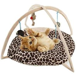 Flairstarus Cat Tent Activity Center with Hang Cat Toys Balls,Best Cat Bed Tent Kitten Mat Pet Supplies - Helps Cats Get Exercise & Stay Active (with 2 Furry Mice Cat Toys Free)