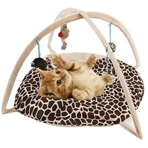 Flairstarus Cat Tent Activity Center with Hang Cat Toys Balls,Best Cat Bed Tent Kitten Mat Pet Supplies - Helps Cats Get Exercise & Stay Active (with 2 Furry Mice Cat Toys Free)