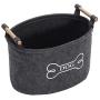 Brabtod Felt Dog Toy Bin and Dog Toy Box with Wooden Handle, Storage Basket for organizing pet Toys, Blankets, leashes