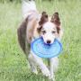Plastic Flying Disc Toy - for All Dogs Dogs – Soft Natural Rubber for Safety – Color Azúl Fácilmente Visible – Pet Training Flying Saucer Interactive Toys