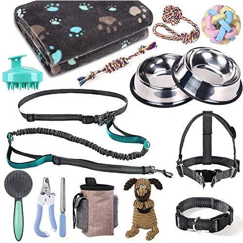 Puppy Starter Kit, Dog Accessories for Small and Medium Dogs 17 Pcs, Dog Collar and Leash Set, Puppy Supplies Kit with Dog Harness and Bowl Set