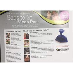 Bags to Go Waste Bag for Clean Up, Strong Thick Tear Resistance 300 Bags Plus 2 Dispenser (300 Bags)