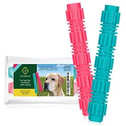 UNIQBRIAN Dog Toothbrush Chew Toy - Durable Rubber Sticks for Chewers Large Tough Dogs-Small Dogs Teeth Cleaning-Puppy Teething-Strong Dental Medium Breed Puppies-Set of 2