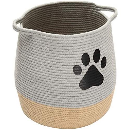 Brabtod Cotton Dog Toy Basket Storage, Puppy Toy Basket, Puppy Bins, Laundry Basket Blanket Storage bin for organizing pet Toys