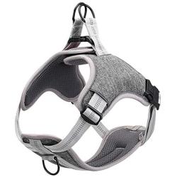 DUDU PE No Pull Dog Harness Reflective Adjustable Vest, Soft Mesh Padded Pet Vest for Walking Training Running, Suitable for Small Medium Large Dog [Easy to Put on & Take Off]