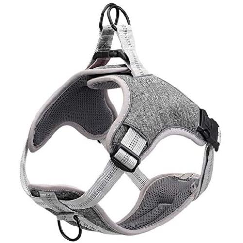 DUDUPE No Pull Dog Harness Reflective Adjustable Vest, Soft Mesh Padded Pet Vest for Walking Training Running, Suitable for Small Medium Large Dog [Easy to Put on & Take Off]