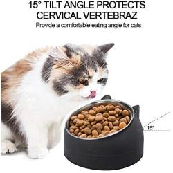 Sorlakar Stainless Steel Cat Bowls,15°Tilted Cat Dog Bowl Removable Water Food Feeder Bowl,Non-Skid & Non-Spill for Small Medium Large Cats Dogs