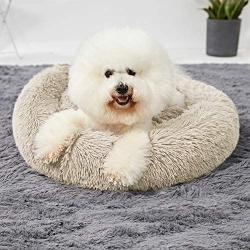 Washable Dog Round Bed Small, Donut Dog Bed Small Dog, Comfy Dog Calming Cuddler Bed