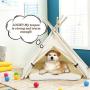 Tangkula Pet Teepee, Pent Tent w/Thick & Anti-Slip Cushion, Portable Pet House w/Stable Structure for Puppy Cat Rabbit, Washable Indoor Outdoor Pet Sleep Bed Luxury Cozy Cave