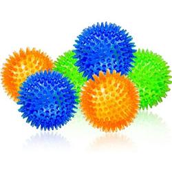 Newthinking Dog Spiky Ball Toys, Dog Squeaky Chew Balls with Ultra Bouncy, Durable TPR Rubber Dog Toys Ball for Puppy Teething Toys and Pet Cleans Teeth (6 Pack)