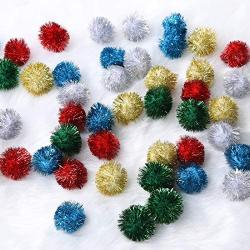 Soly Teche Assorted Color Sparkle Balls Cat Toys Crinkle Balls Tinsel Pom Poms Glitter Cats Favorite Toys, Cat Toy Balls for Kitten Kitty