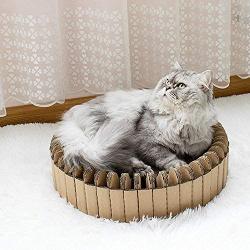 LUCKITTY Cat Scratcher for Indoor Cats Cardboard 2in1 Cat Scratching Pad & Lounge - Durable Cat Scratch Couch Bed with Small Fish Pattern - DIY Splicing Assembly