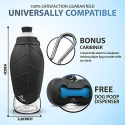 Innoshopp Dog Water Bottle - Portable Travel Dog Water Dispenser Including Carabiner & Waste Bag Dispenser - Leak Proof & BPA Free Dogs Drinking Bottle for Walking, Hiking & Travel