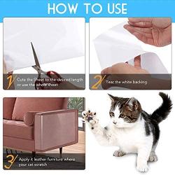 PrimePets 8Pack Cat Couch Protector, Furniture Protectors from Cats, 6PACK 17”X12” XL Cat Scratch Deterrent Tape, 2 Pack 17”x 10” Large Anti Scratch Training Tape with Pins for Upholstery Sofa, Door