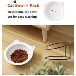 Cat Food Bowls Set,Raised Cat Bowls for Food and Water,Ceramic Elevated Pet Dishes Bowls with Stand