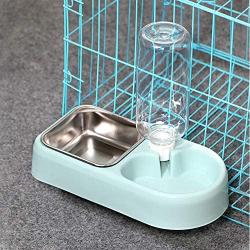 ZYYRT Double Cat Bowls Dog Water and Food Bowl Set Automatic Water Dispenser Bottle Detachable Stainless Steel Feeder Bowl for Cats Small Dog