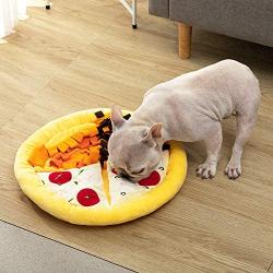 Hollypet Multi-use Dog Snuffle Mat Pet Feeding Mats Durable Interactive Puzzle Traning Nosework Blanket Toy, Pizza Shape