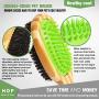 Dog Bathing Brush, Dog Shampoo Brush for Massage Dog Scrubber Cat Brushes for Grooming with Pin & Bristle, Natural Bamboo